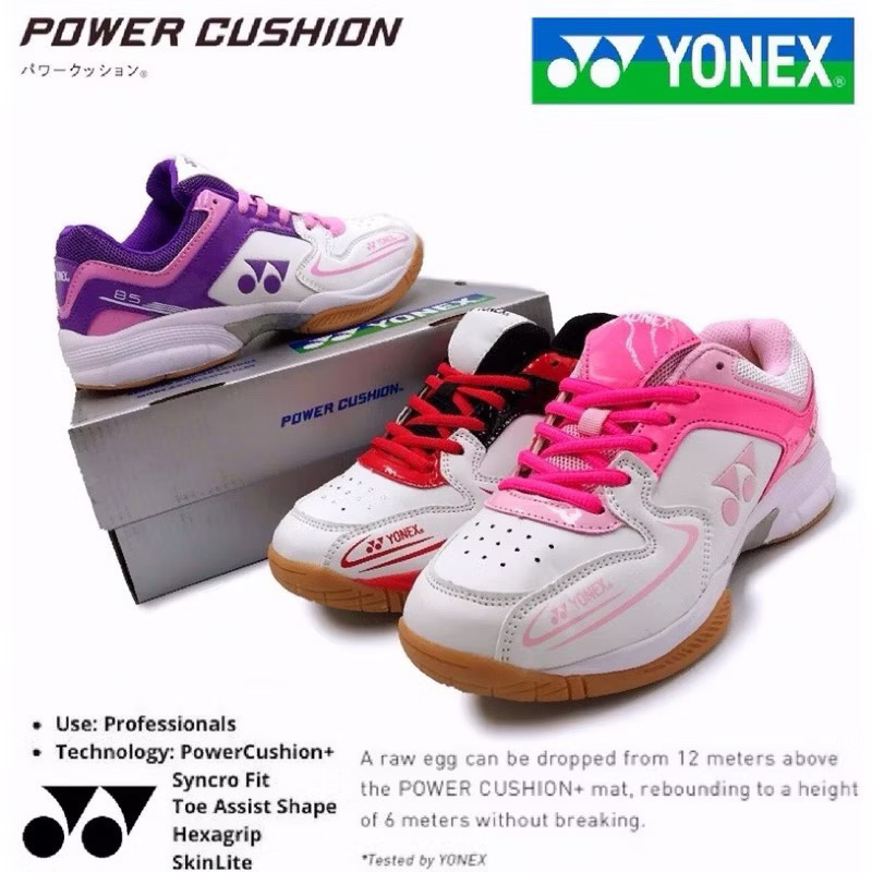 สุภาพสตรีผู้หญิงวัยรุ่น Yonex Power Cushion 2 แบดมินตันวอลเลย์บอลเทนนิสกีฬารองเท้า Kasut Sukan แบดมิ