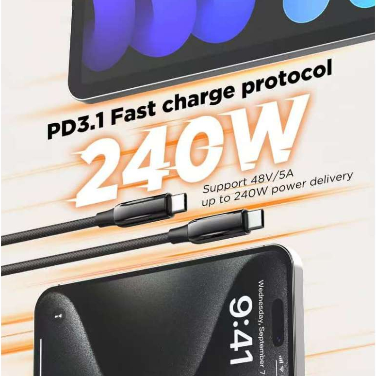 LDNIO LC921C 240W USB Data Cable / 240W ชาร์จเร็วสุด / ต้านทานการไม่เชื่อมที่ทนทาน