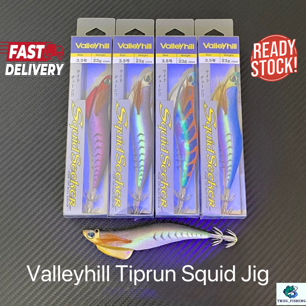 Valleyhill Squid Seeker Tiprun Squid Jig UV Egi Fishing Lure Gewang Candat Sotong Mabang, 3.0, 3.5