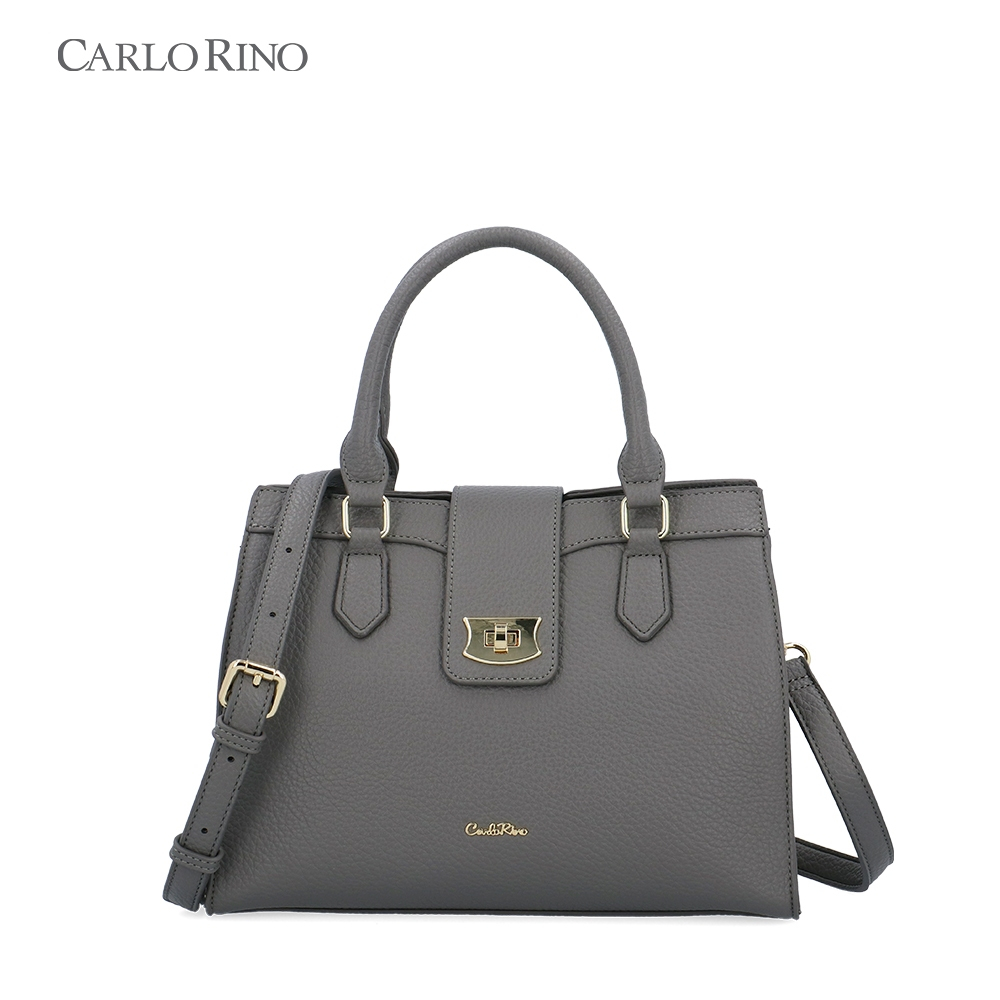 Carlo Rino Juvia Lock Accent Top Handle - สีเทาเข้ม