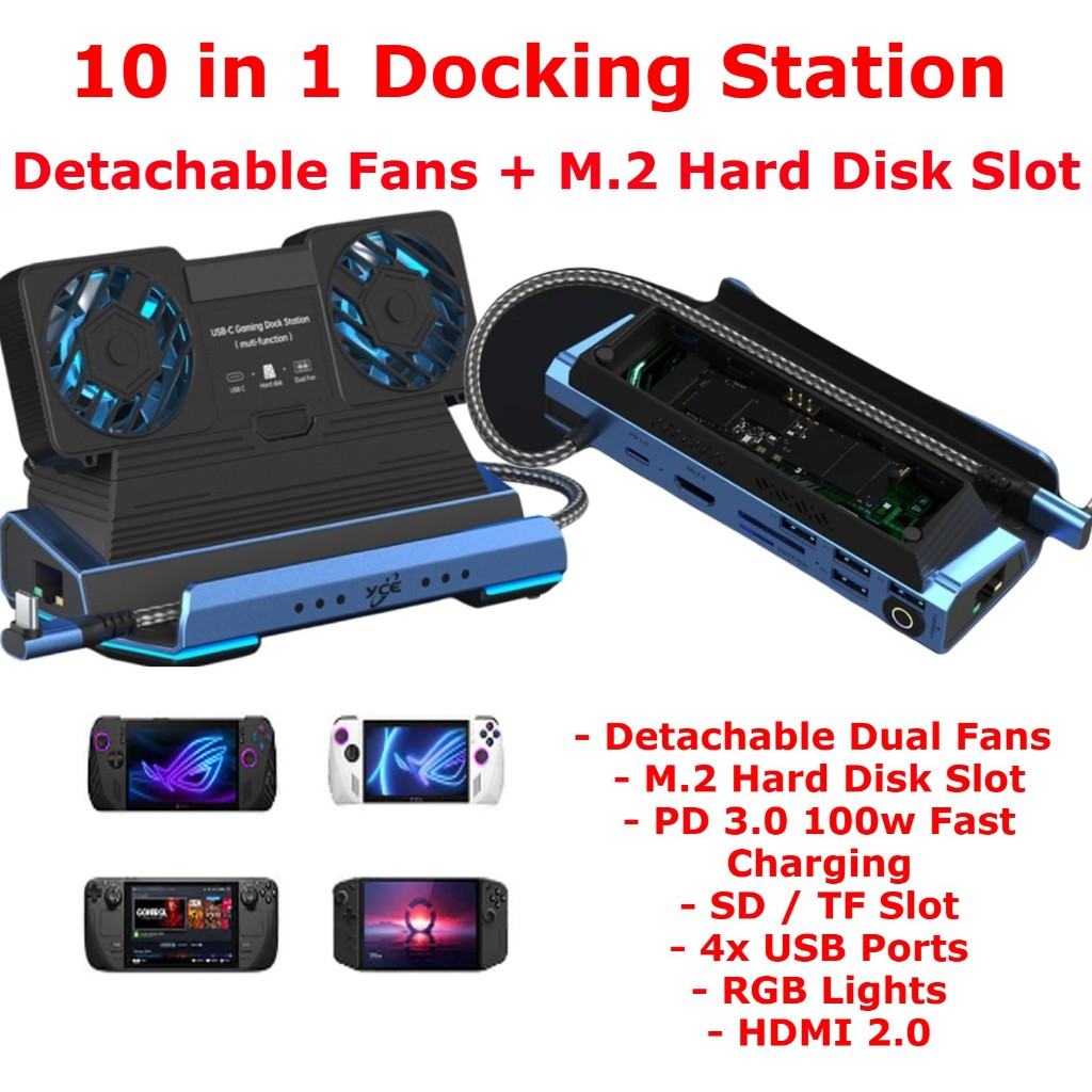 10 ในสถานีเชื่อมต่อที่ถอดออกได้สล็อต M.2 สําหรับ ROG Ally 30w Turbo ชาร์จ Steam Deck Dock 100w
