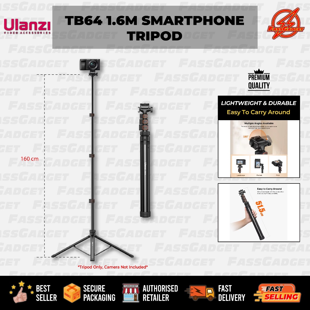 TB64 1.6M SMARTPHONE TRIPOD (ULANZI) สําหรับ GOPRO / INSTA360 / DJI / AKASO / SJCAM