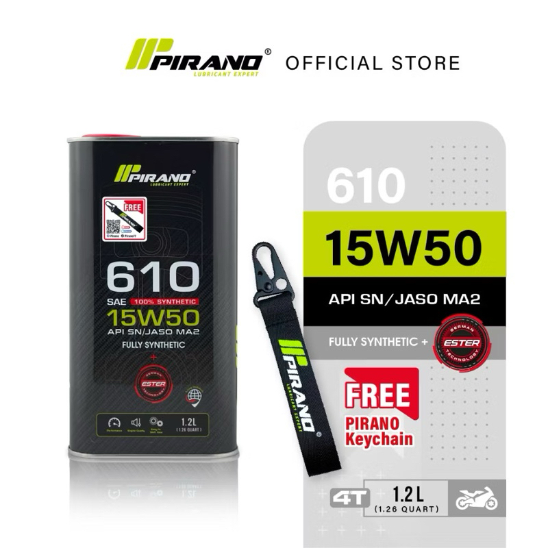 1.2L / PIRANO P610 15W50 Ester สังเคราะห์อย่างเต็มที่ / 4T น้ํามันเครื่องรถจักรยานยนต์ /API SN /JASO