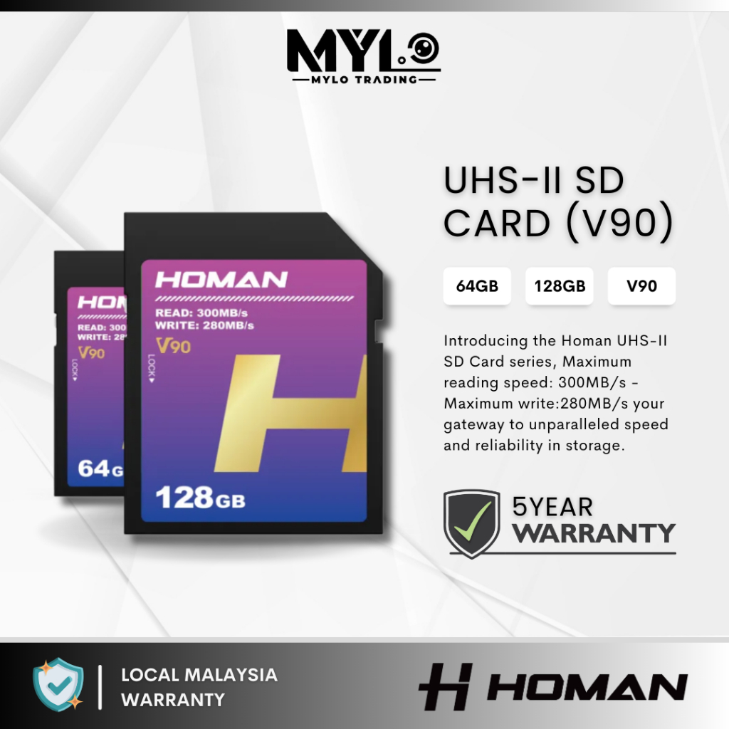 - การ์ดหน่วยความจํา Homan UHS-II SDXC V90 280MB/S - ( 64GB 128GB )
