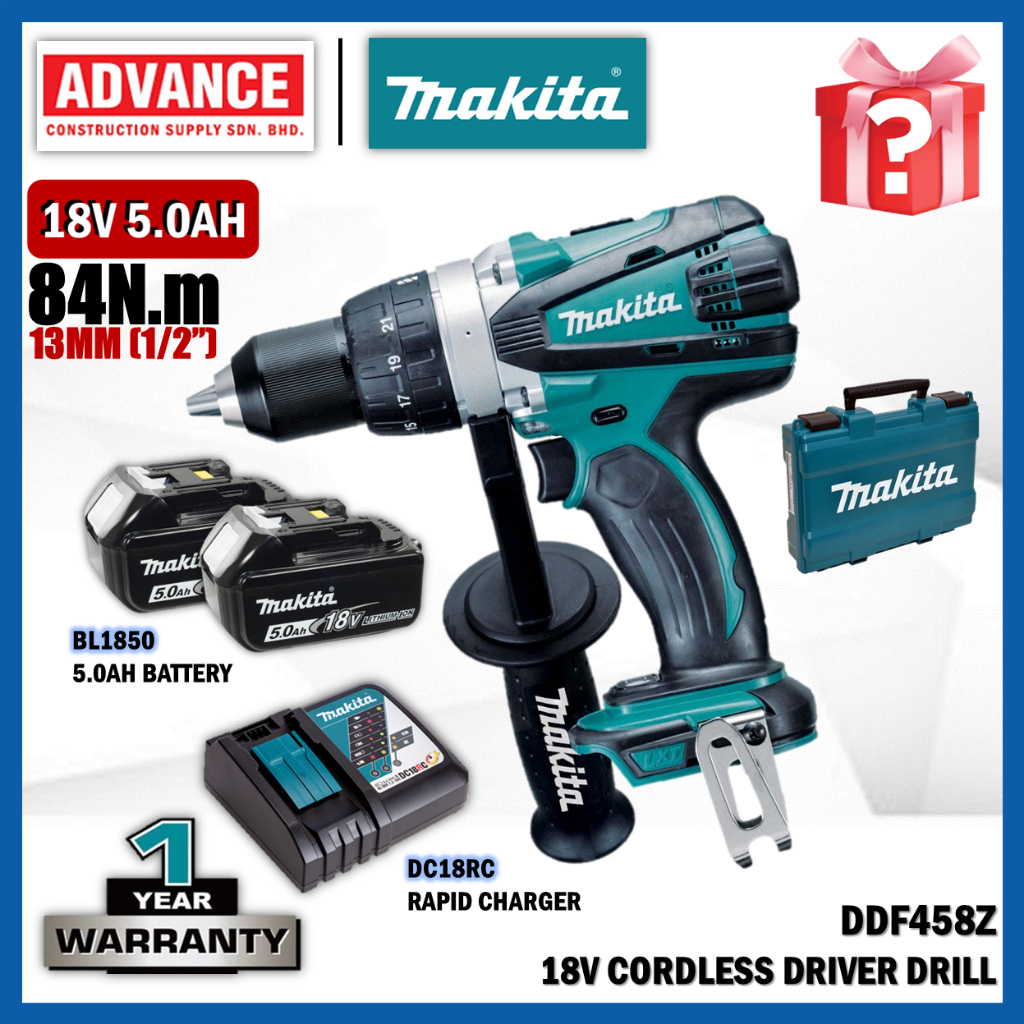 MAKITA DDF458Z / DDF458RFE 18V สว่านไดรเวอร์ไร้สาย 13MM (1/2")
