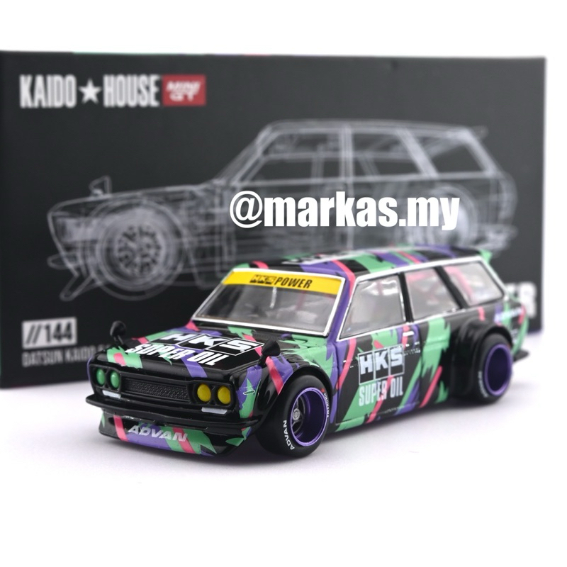 (STANDARD/CHASE) MINI GT X KAIDO HOUSE 1/64 KHMG144 DATSUN 510 WAGON HKS V1 LIVERY