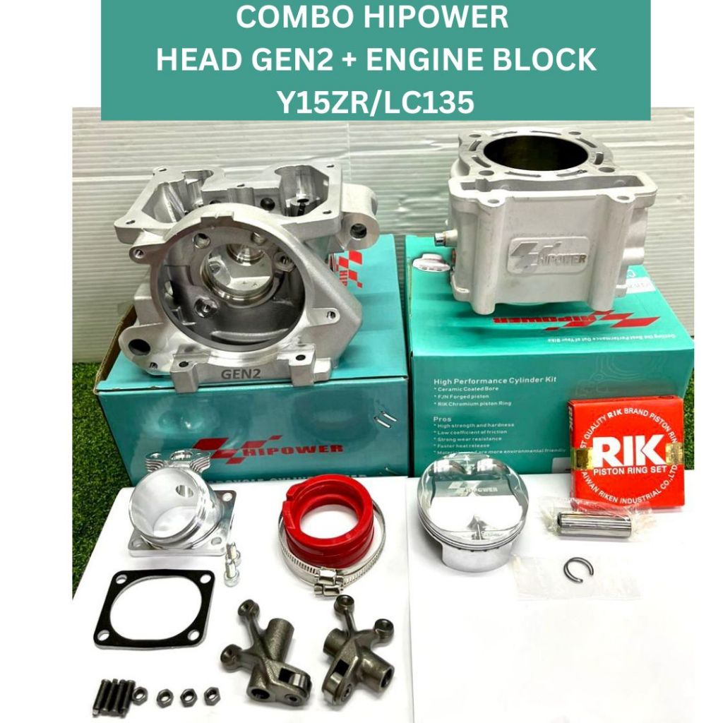 COMBO HIPOWER HEAD GEN2 + ENGINE BLOCK Y15ZR/LC135 SUPERHEAD 23/26 24/27 25/28 26/29 BLOCK SLIP+8MM 