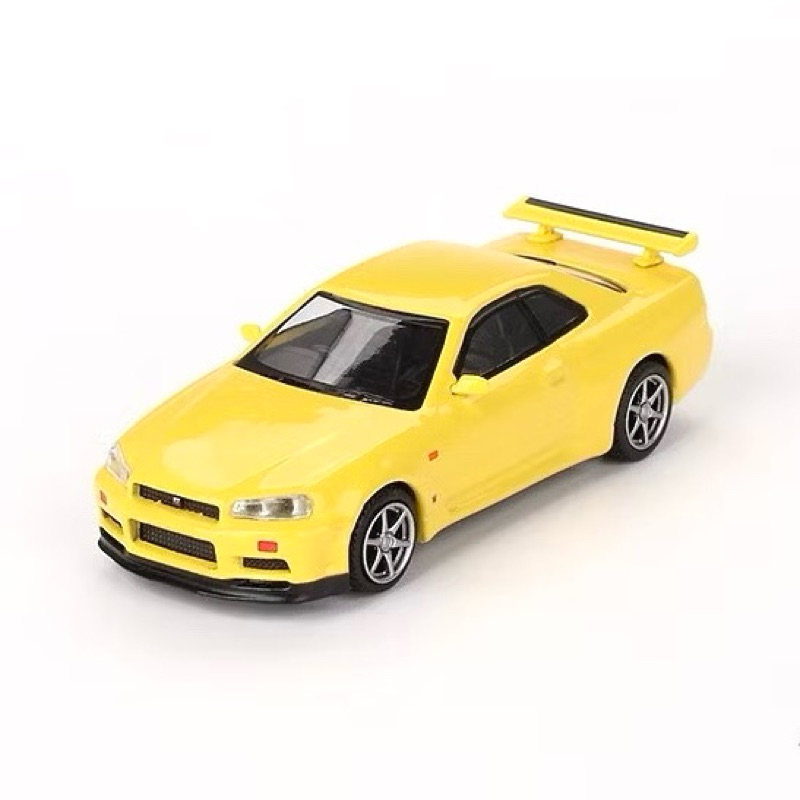 MINI GT 1/64 762 NISSAN SKYLINE GT-R R34 V-SPEC LIGHTNING สีเหลือง