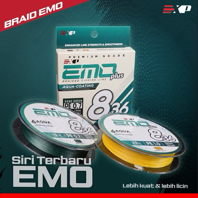 EXP EMO PLUS 836 150m สายตกปลาถักหล่อ Ultra Sensitive Smooth Thin Strong PE 10lbs - 50lbs
