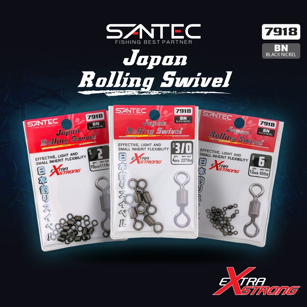 SANTEC - JAPAN ROLLING SWIVEL BLACK NICKEL 7918 อุปกรณ์เสริมสําหรับตกปลา