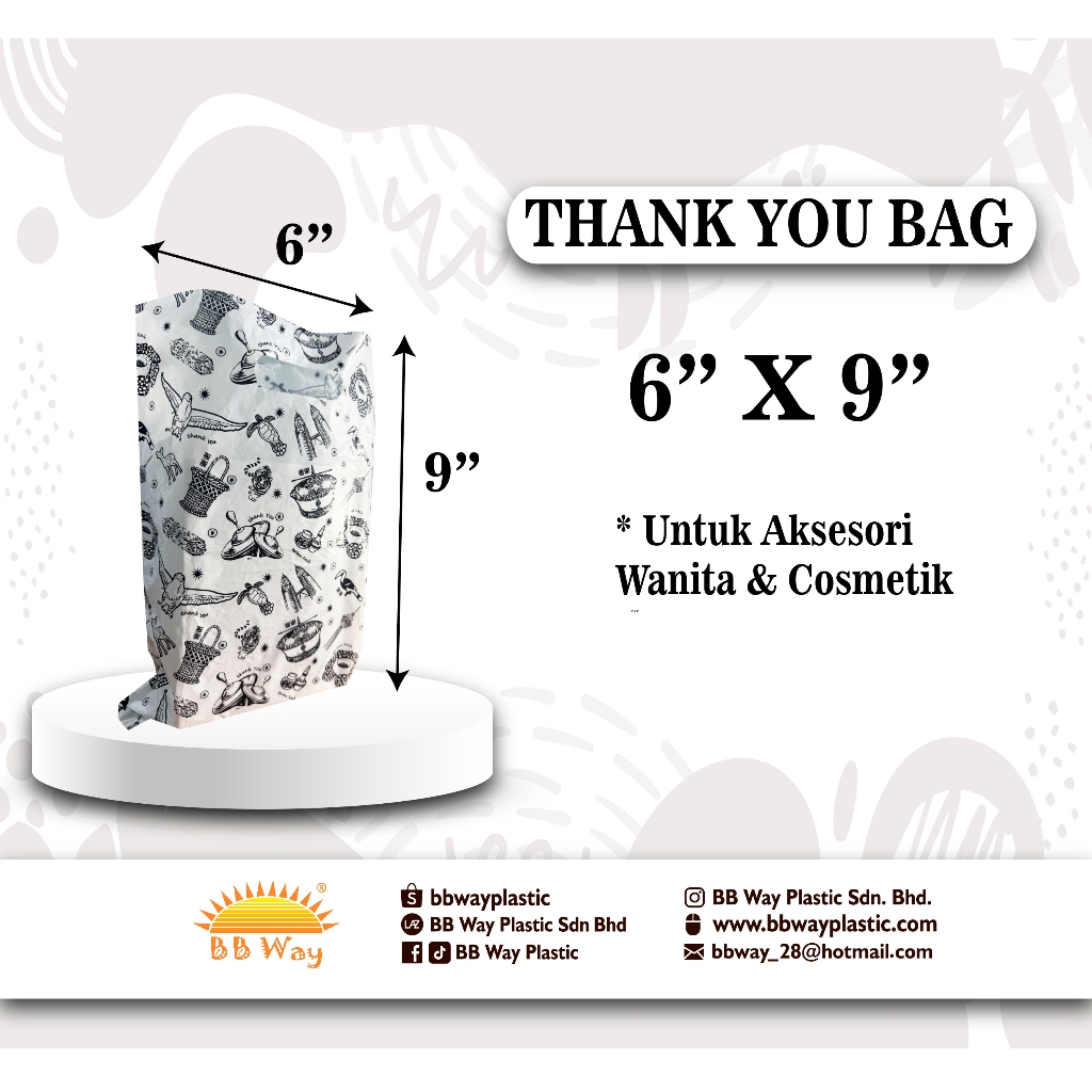 THANK YOU BAG 6" x 9" (500 ชิ้น) / ถุงพลาสติกลายตาราง 6" x 9" (500 ชิ้น)