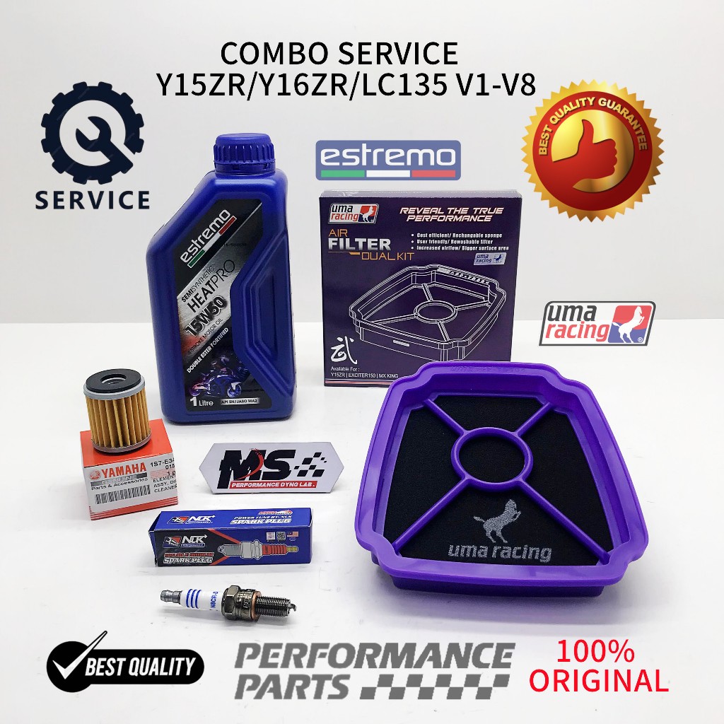 COMBO SERVICE Y15ZR/Y16ZR/LC135 V1-V8 (น้ํามัน ENGINE+ตัวกรองอากาศ+ตัวติดตั้งน้ํามัน+หัวเทียน)