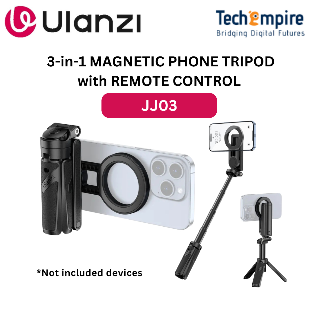 Ulanzi JJ03 ขาตั้งกล้องมือถือแม่เหล็ก 3-in-1 แบบพกพา Selfie Stick ขาตั้งกล้องรีโมทคอนโทรลโทรศัพท์ Mo