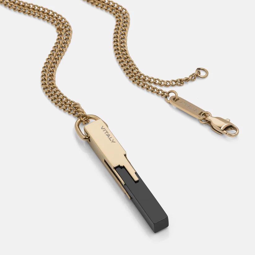 Vitaly Glitch Gold Color Necklace / Size : 65CM
