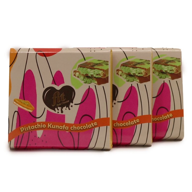 FIT CHOCOLATE { 80G } PISTACHIO KUNAFA CHOCOLATE , BY MAX CHOCOLATEMADE IN USA