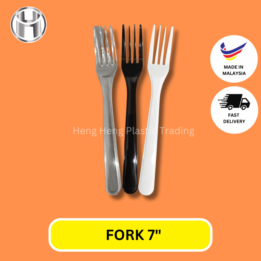FORK 7 INCH / GARPU MAKAN / TABLE FORK / GARPU 7 INCH WHITE, BLACK, CLEAR - 50PCS+-