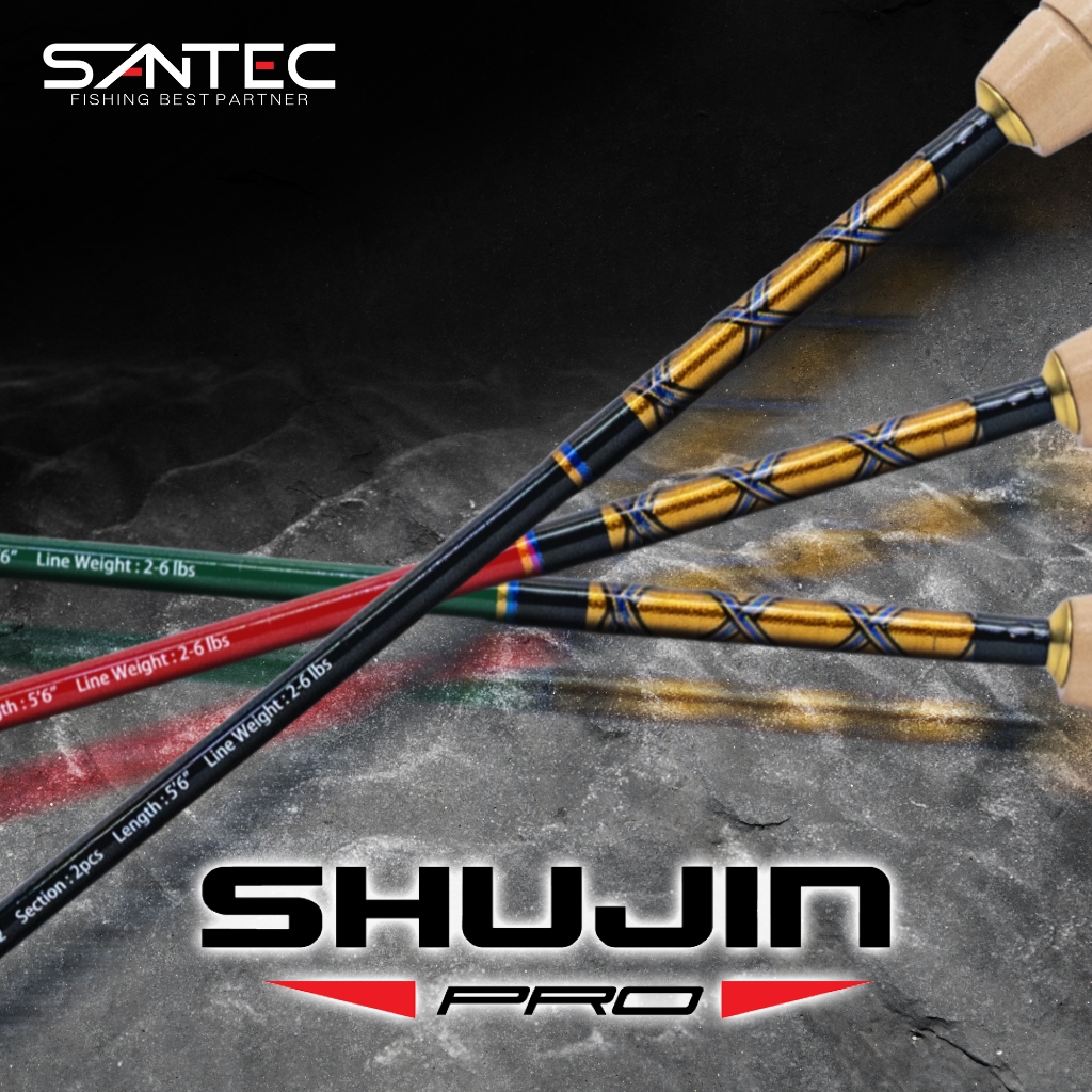SANTEC - SHUJIN PRO SOLID PRAWN ROD พร้อมด้ามไม้ PRAWN FISHING