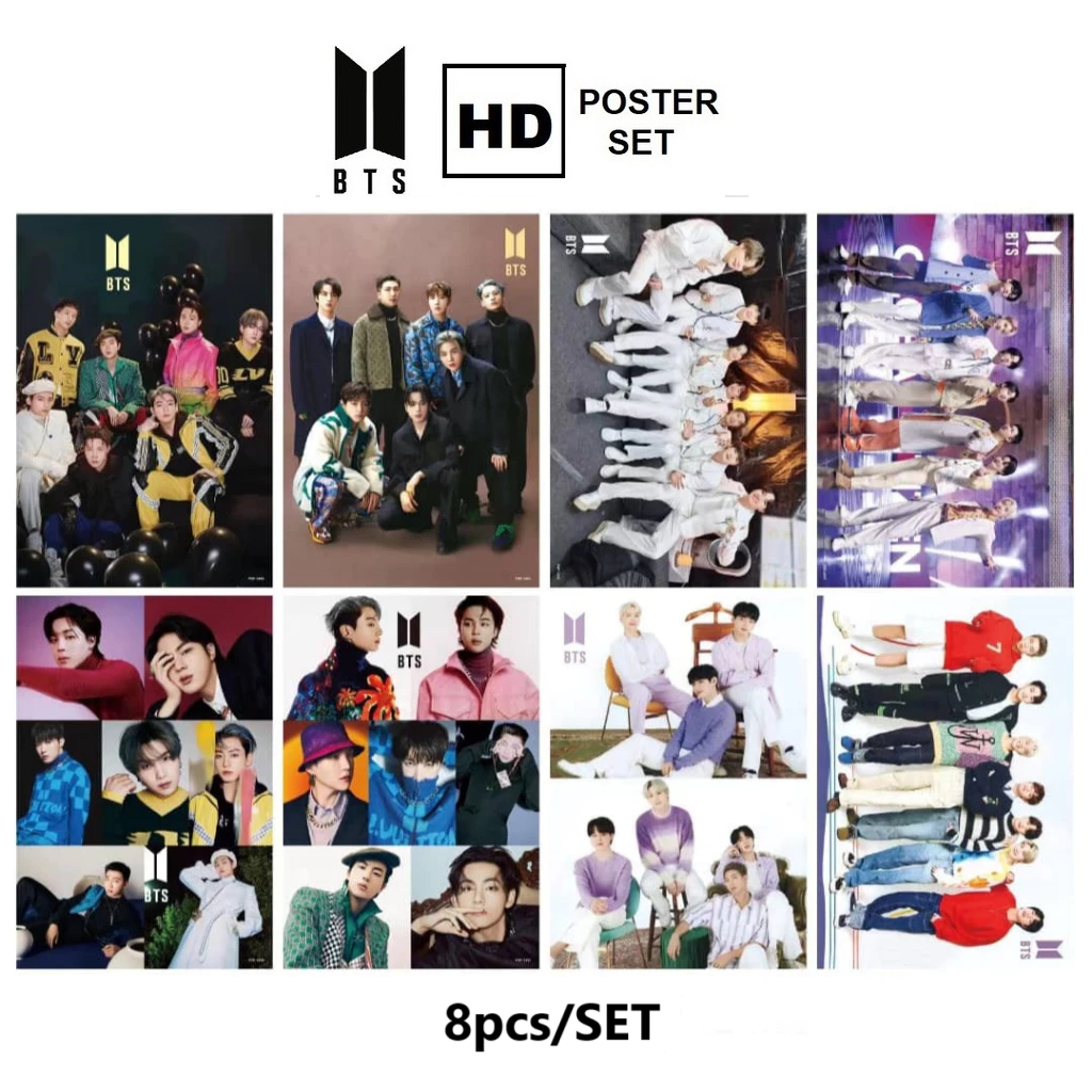 [8 ชิ้น] โปสเตอร์ BTS HD.BTS KPOP HD รถไฟฟ้า เคป๊อป ชุดโปสเตอร์ BTS BE DYNAMITE