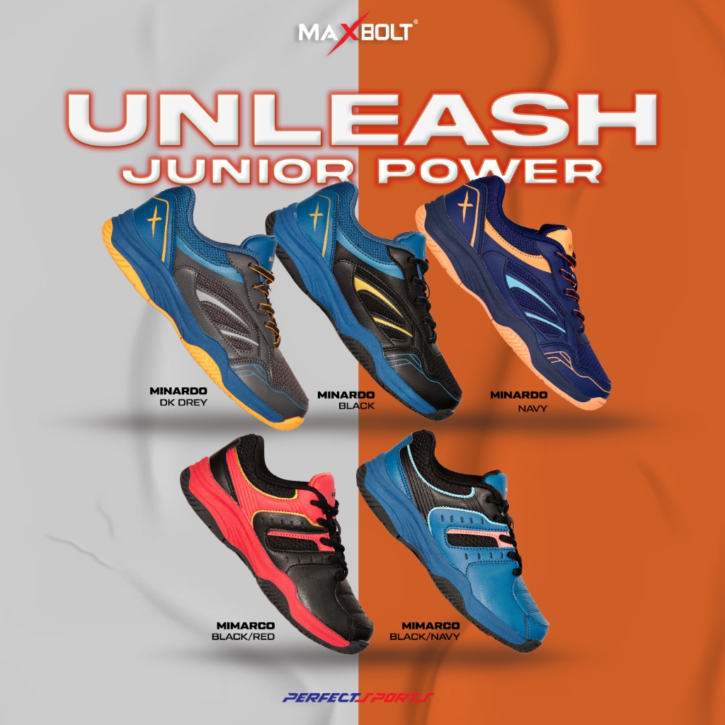 Maxbolt Mimarco Black/Red Junior Kid Court Shoes