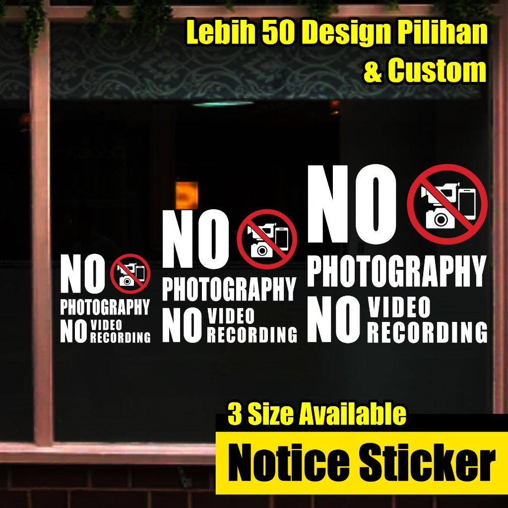 NO PHOTOGRAPHY STICKER NO PHOTOGRAPHY NO VIDEO WALL STICKER / SC61