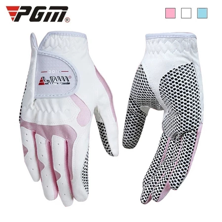 PGM ผู้หญิงเด็กถุงมือกอล์ฟไมโครไฟเบอร์ Lady Golf ถุงมือเหงื่อ Vents Anti-slip อนุภาคสาวคู่กอล์ฟ