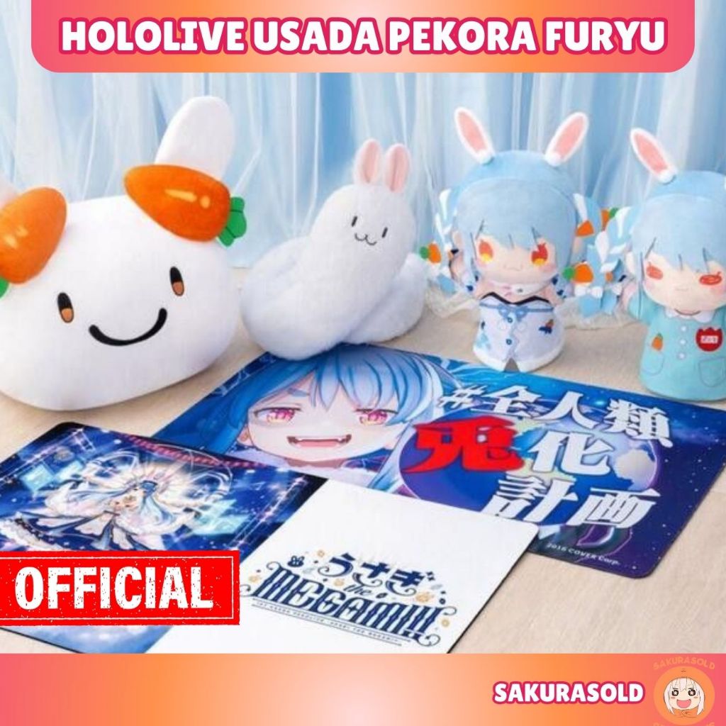 Sakurasold Hololive Usada Pekora Furyu ชุด Usada Pekora หมอน Hololive แผ่นรองเมาส์ Furyu Pekora หุ่น