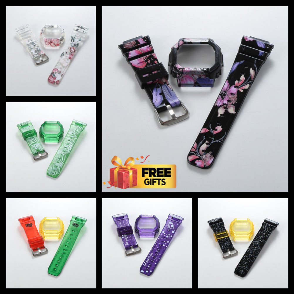 DW5600/GWB5600 รุ่น 1 CUSTOM PRINT BAND และ BEZEL BNB/PETAK/Tali Jam Tangan/Casio G Shock /Jelly