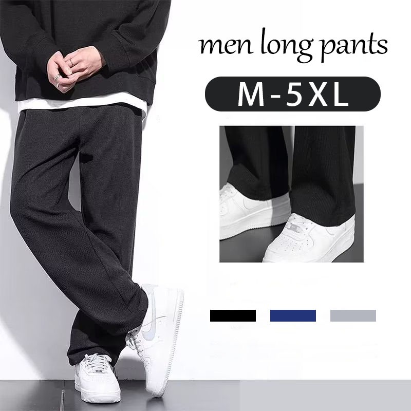 ผู้ชายกางเกงขายาวผ้าฝ้ายหลวมตรงตัด Baggy Cargo Plus Size Seluar Slack jalan Lelaki กางเกงข้อเท้า