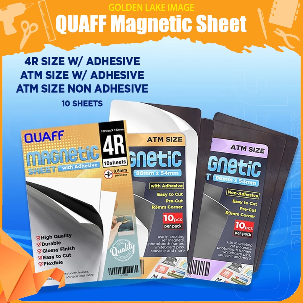 ( 10 ชิ้น ) QUAFF แผ่นแม่เหล็กพร้อมกาวและกาว ATM ขนาดสําหรับ DIY Ref Magnet