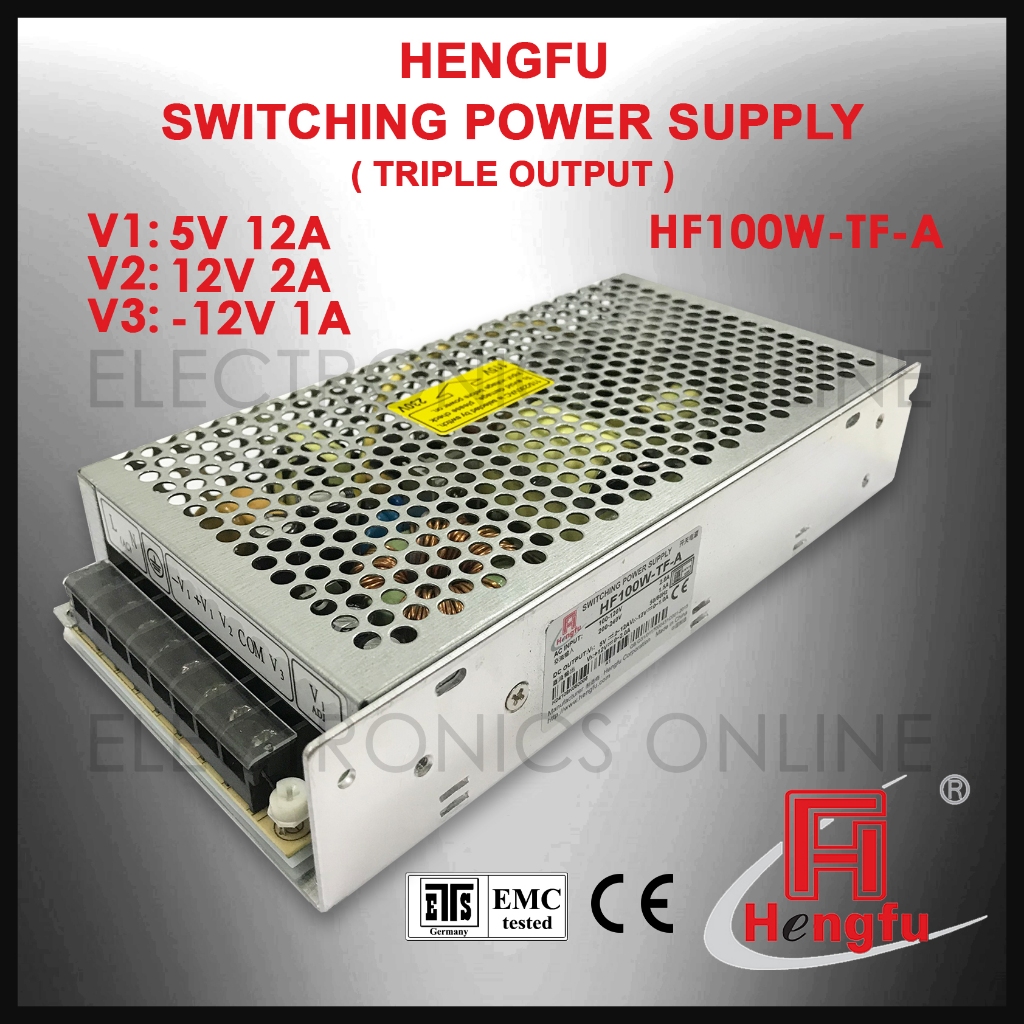 HF100W-TF-A Triple Output HENGFU Switching Power Supply DC5V 12A 12V 2A -12V 1A SMPS Dual Output Mea