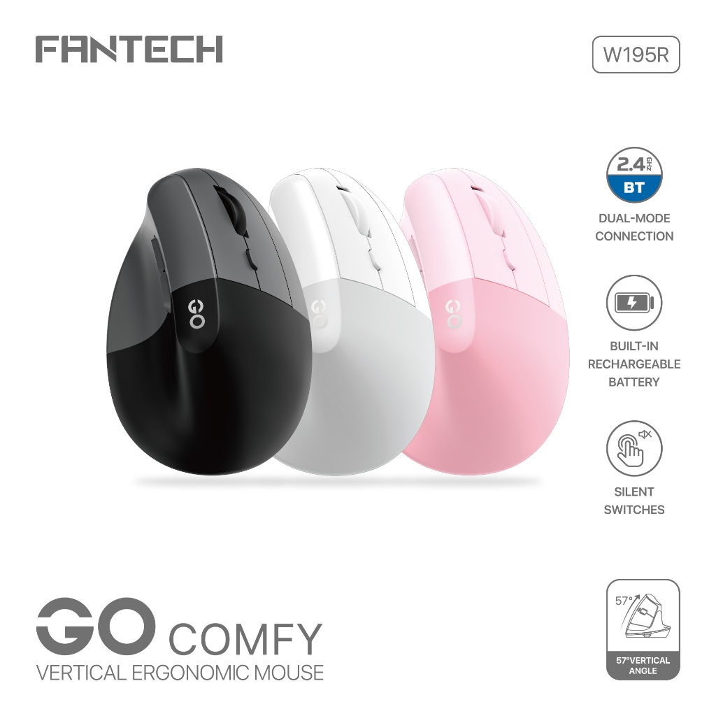 FANTECH GO COMFY W195R เมาส์ ERGONOMIC