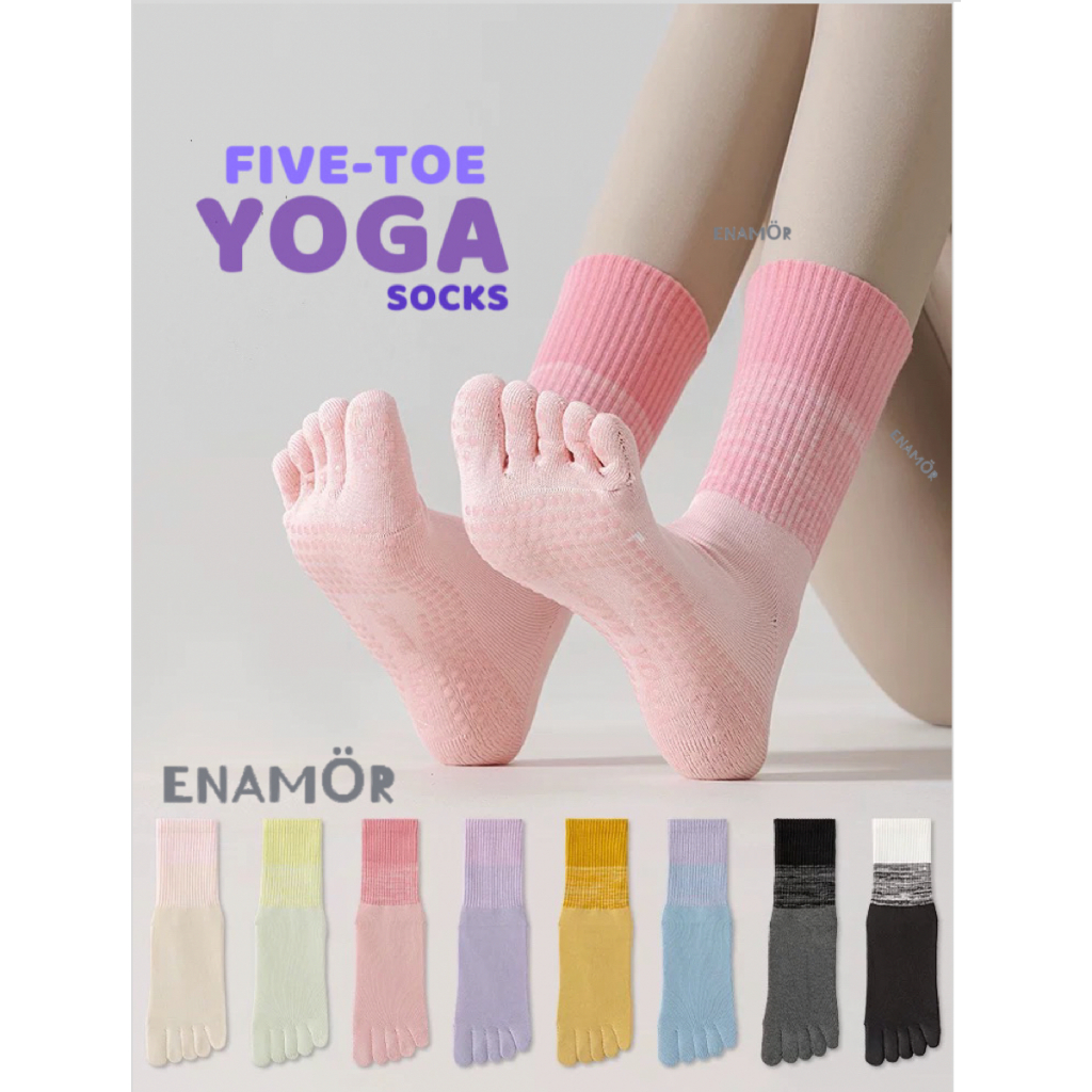 ‍ ️ FIVE FINGER PILATES YOGA TOE SOCKS ‍ ️ WOMEN PILATES YOGA TOE GRIP SOCKS WANITA STOKIN YOGA 5 JA