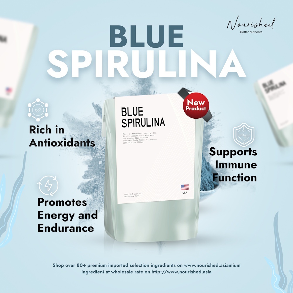 Nourished Blue Spirulina 2000mg 12.5 เสิร์ฟ 100g (USA)