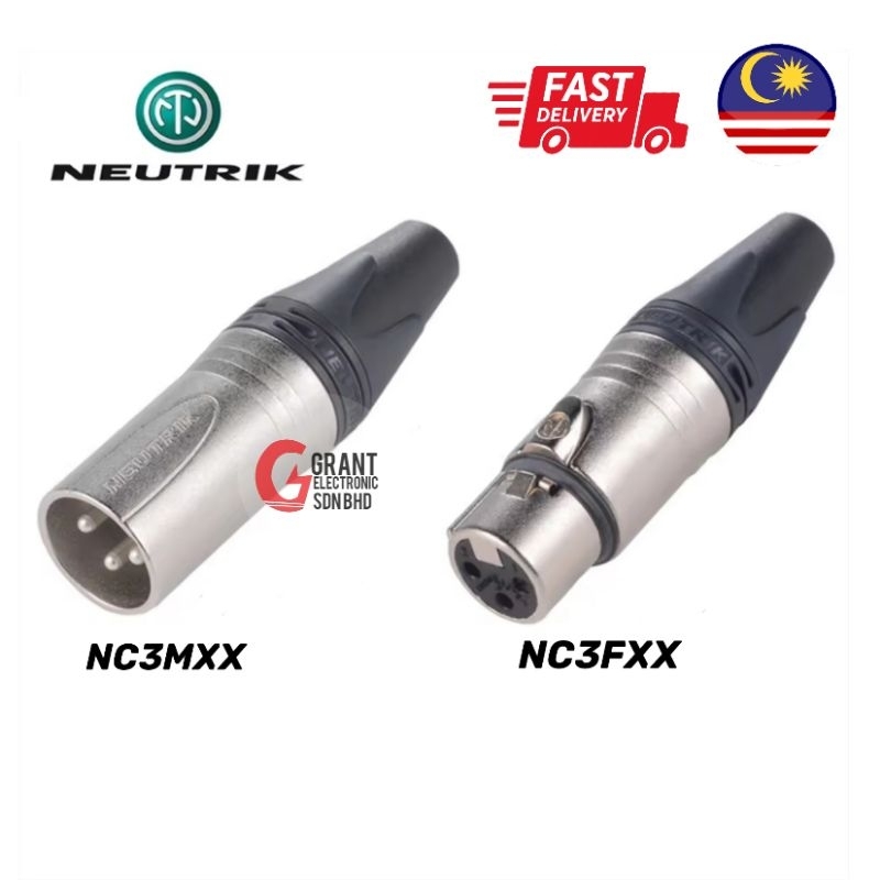 NEUTRIK 3PIN XLR Connectors ปลั๊ก NC3MXX ชาย NC3FXX หญิงนิกเกิลที่อยู่อาศัย