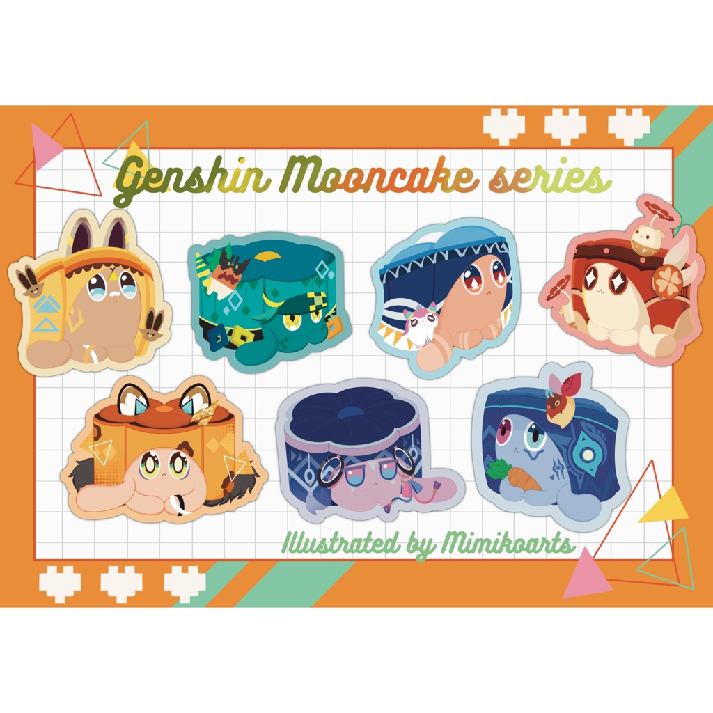 [Mimikoarts] Genshin Impact Mooncakes ชุดสติกเกอร์ส่วนบุคคล Matte กันน้ํา Kachina Kinich Mualani Oro
