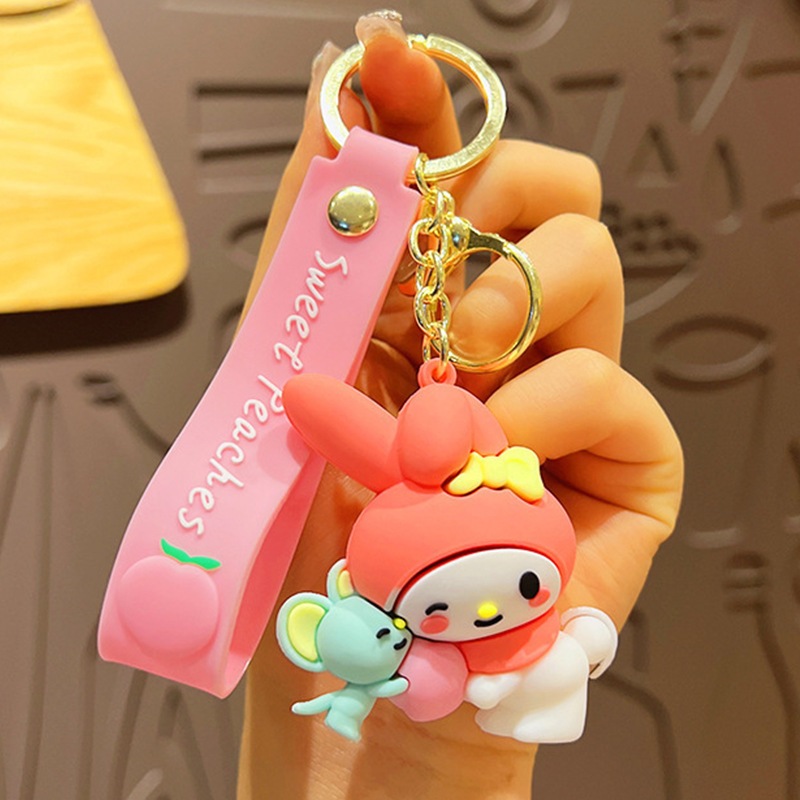 Sanrio sweet peach series พวงกุญแจกระเป๋าอุปกรณ์เสริม ,gantungan kunci beg三 Liya keyring melody kuro
