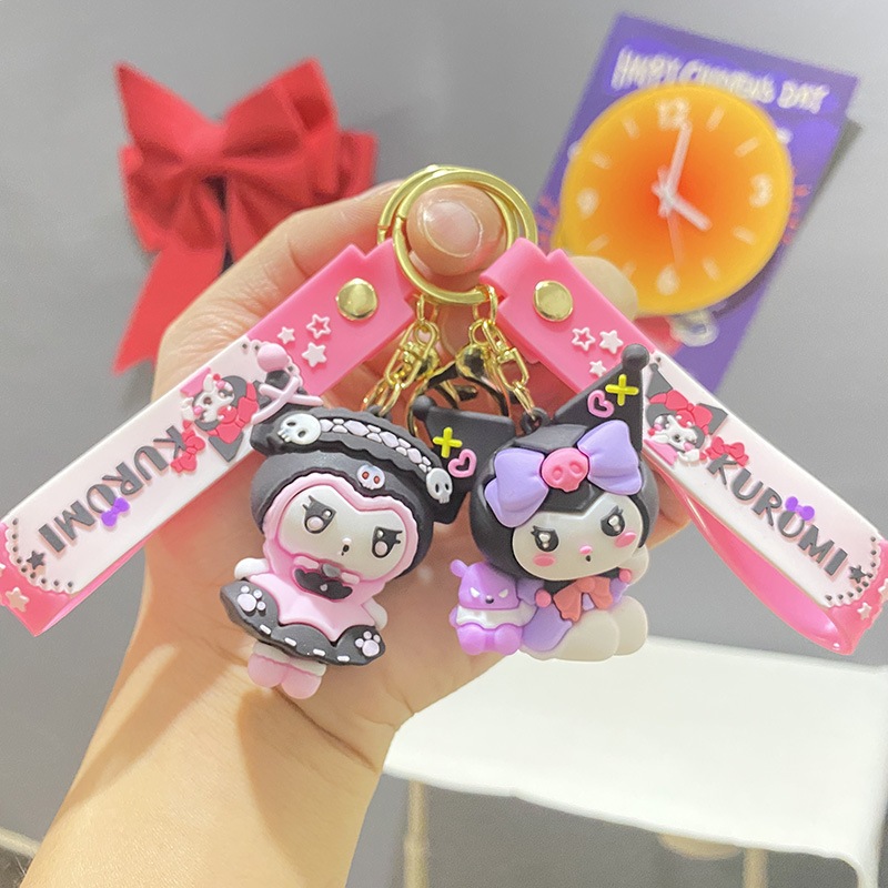 Kuromi sanrio พวงกุญแจกระเป๋า assies , ganungan kunci beg kuromi kuromi shan knuckle knuckle key