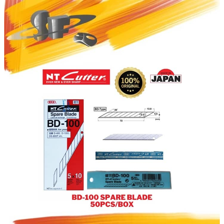 BD-100 NT CUTTER SPARE BLADE, 35 DEGREE 10 PACK*5 BLADE