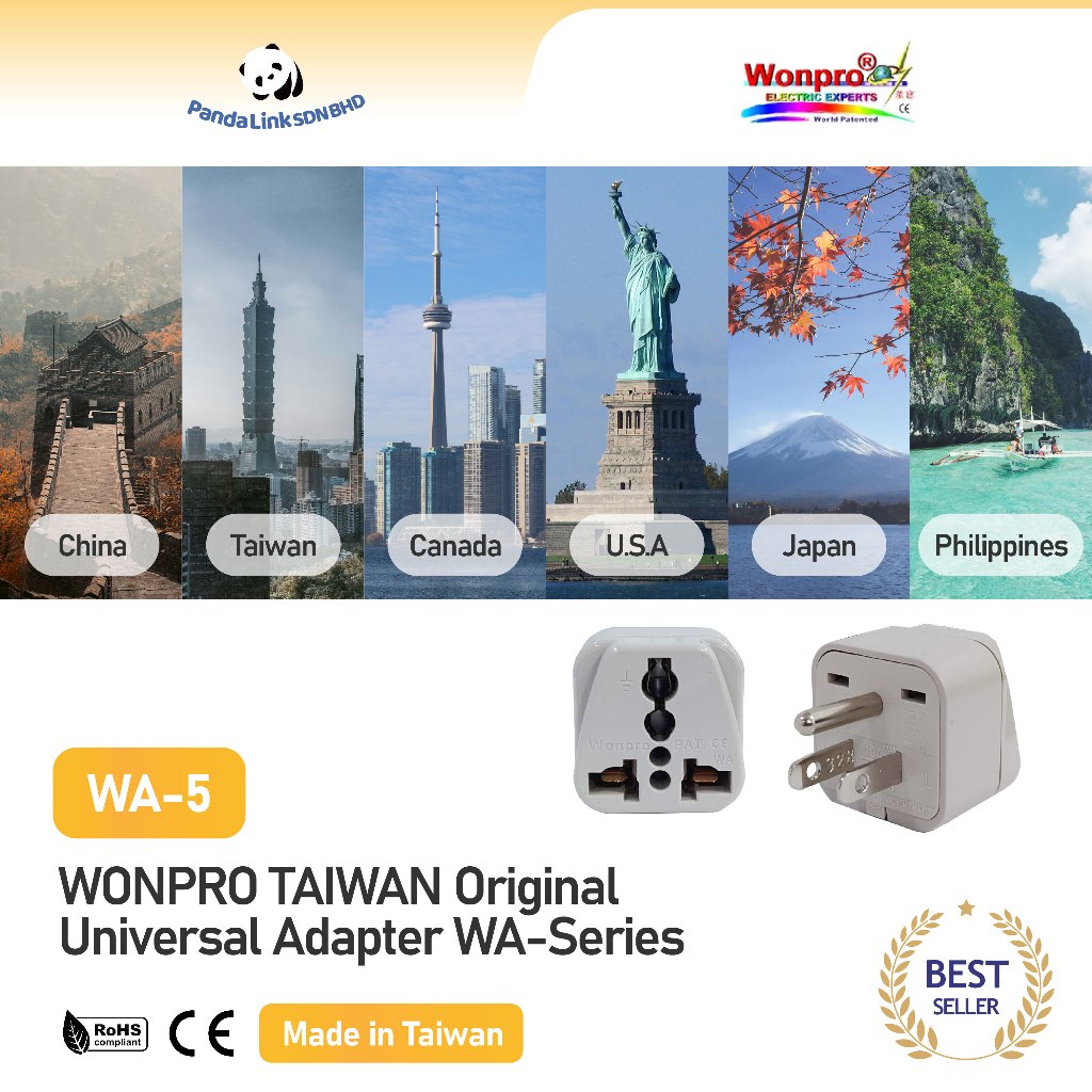 WONPRO WA-5 Taiwan Universal Adapter Travel Adapter WA-Series