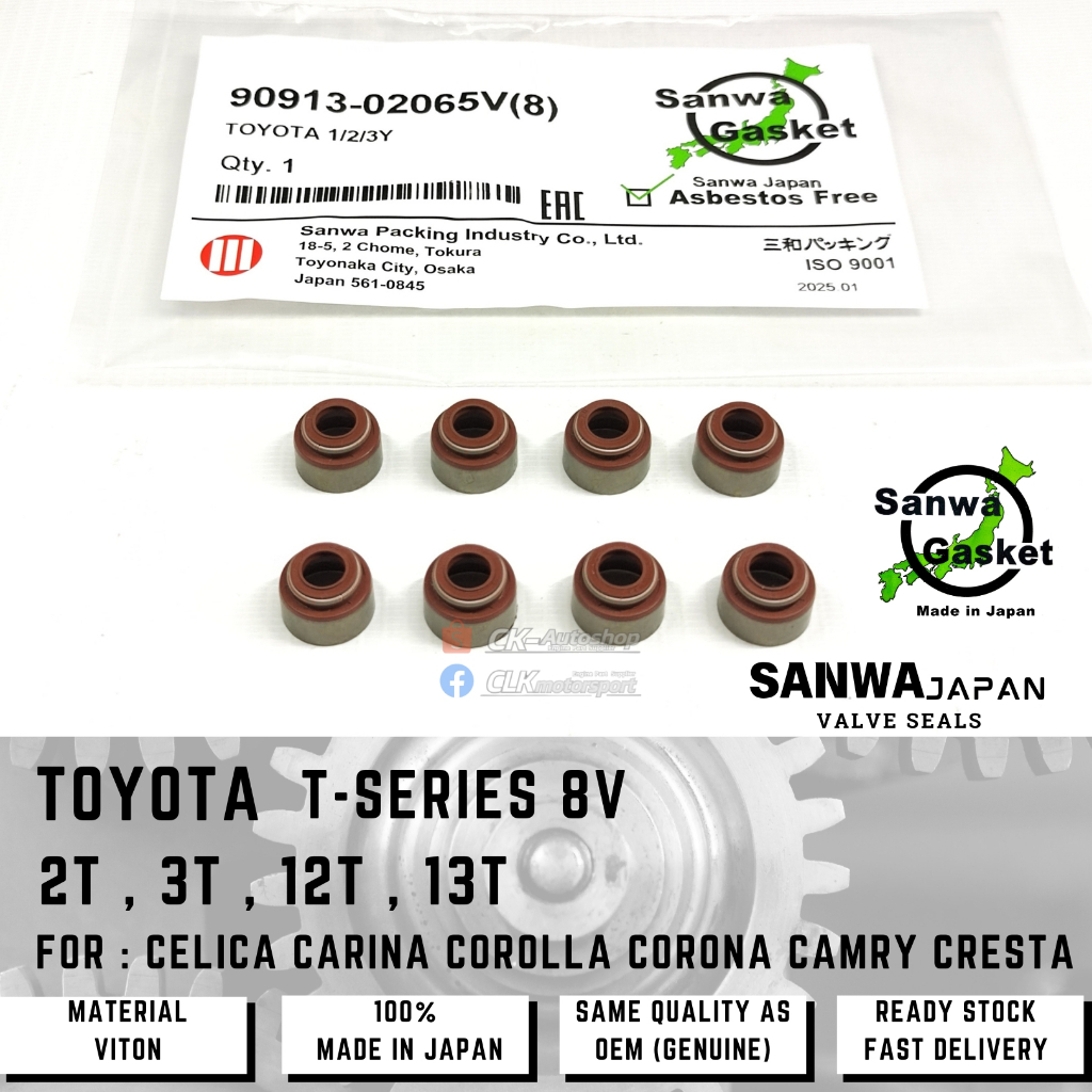 Sanwa Japan Viton ซีลวาล์ว - TOYOTA 1.6L 2T 12T 1.8L 3T 13T สําหรับ Corolla Corona Carina Camry Celi