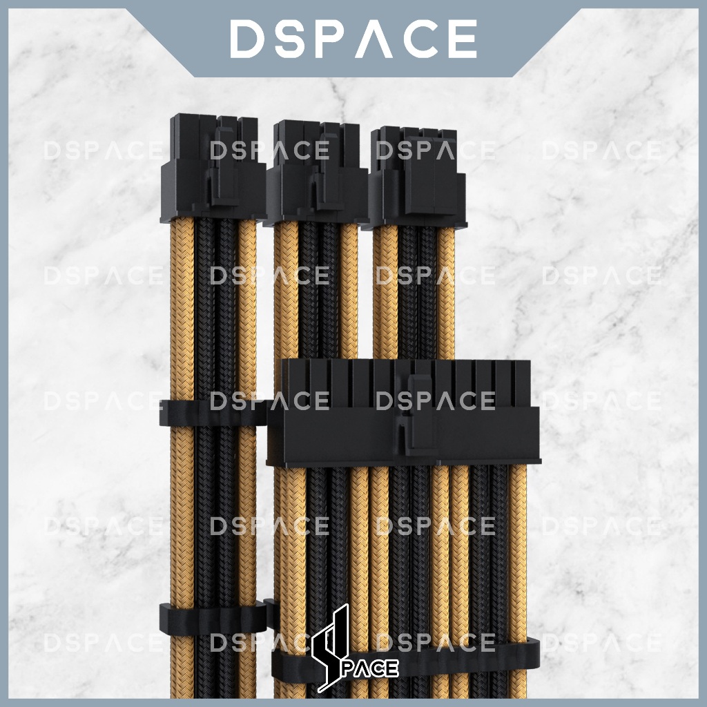 DSPACE MESH-X PSU Brown Gold Premium Sleeve Braided Extension Custom Sleeved Cable พร้อมหวีสําหรับเล