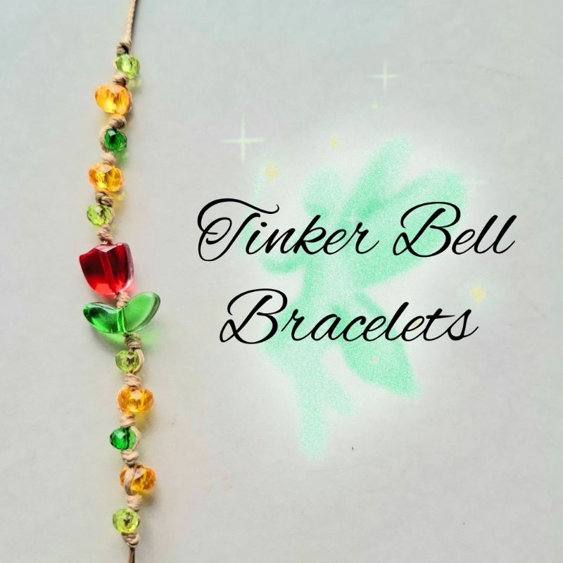 กําไลข้อมือทํามือ/ Gelang Tangan Tinker Bell / กําไลข้อมือ Tinker Bell / คริสตัล / ทิวลิป / Gelang /