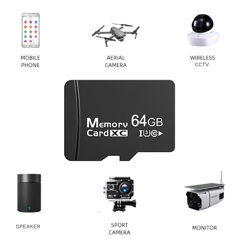 การ์ดหน่วยความจําความเร็วสูง SD Card 64GB TF Storage Card U3 สําหรับกล้องกล้องวงจรปิดโทรศัพท์ Dashca