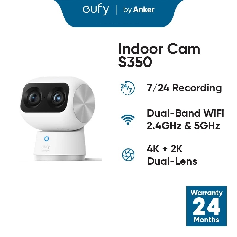 Eufy Security Indoor Cam S350-T8416 | กล้องคู่ ความละเอียด 4K UHD พร้อมซูม 8 เท่า และ 360° | สัตว์เล