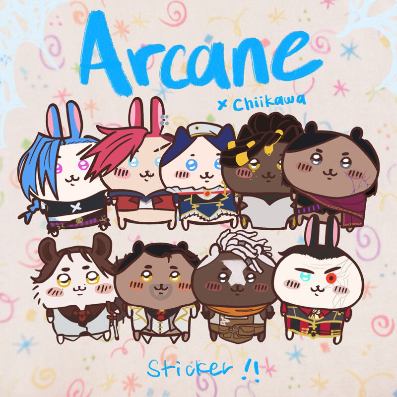 Arcane: League of Legends x Chiikawa สติ๊กเกอร์พัดลมmerch [ftnyuni]