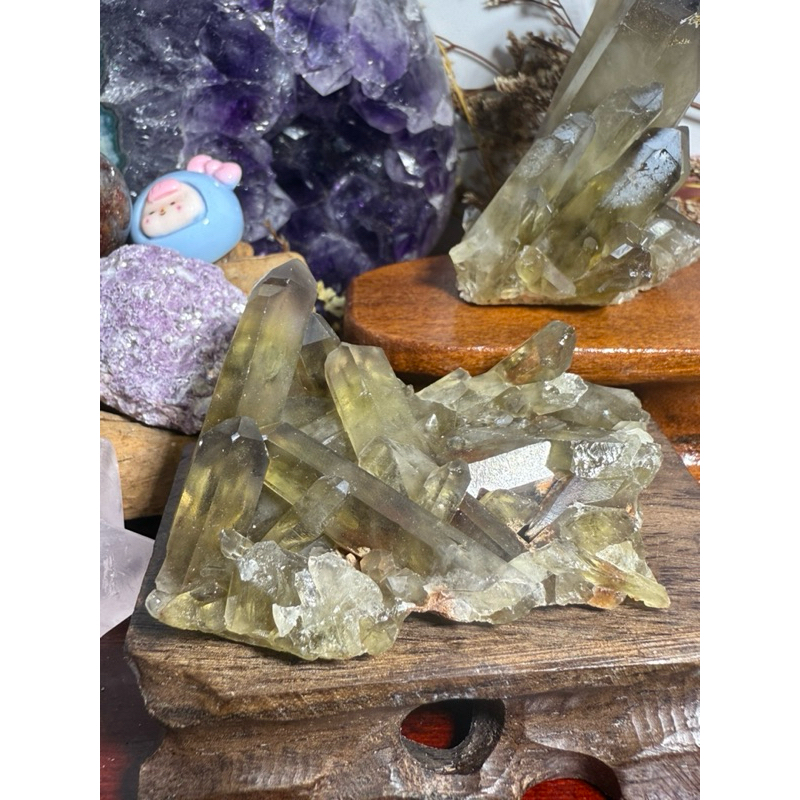 4U Crystal- B47 茶黄คริสตัล Citrine Smoky Quartz Cluster