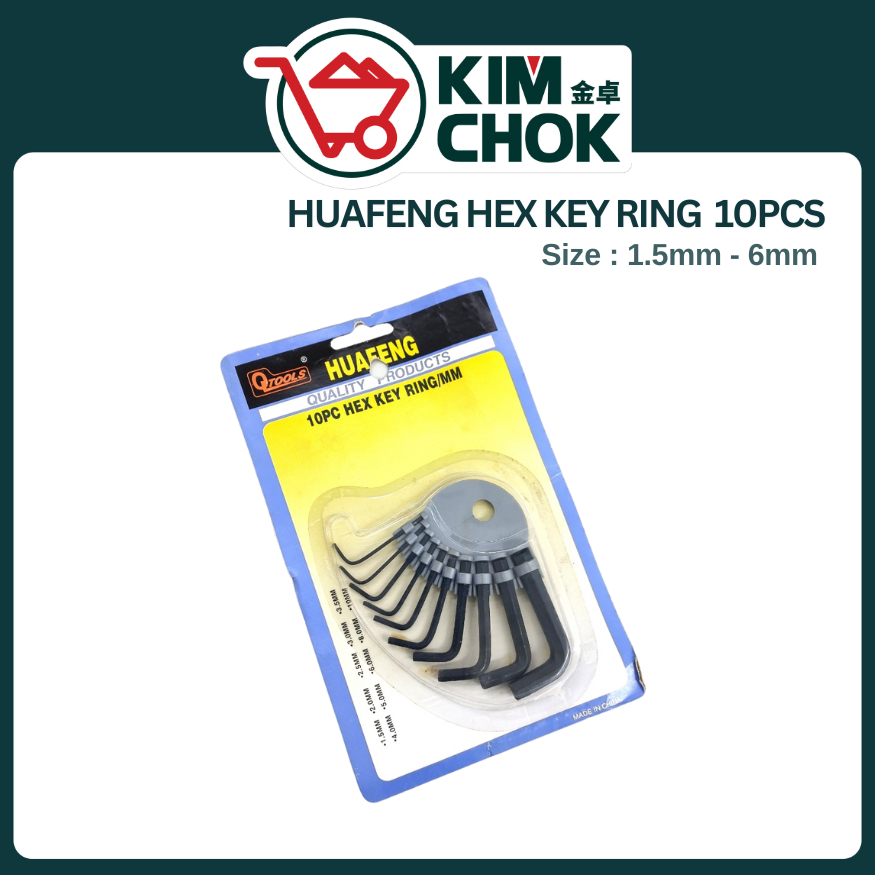 HUAFENG Hex Key Ring 10 ชิ้น L Shape Hex spline Keys ไขควง Alen Key Set