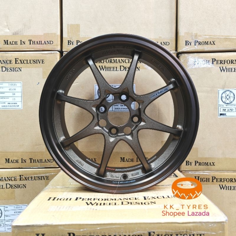 [4 ชิ้น] ขอบสปอร์ตใหม่ 15 นิ้ว ล้อ Promax🇹🇭CE28 15X7JJ ET35 4H100 Gold-S