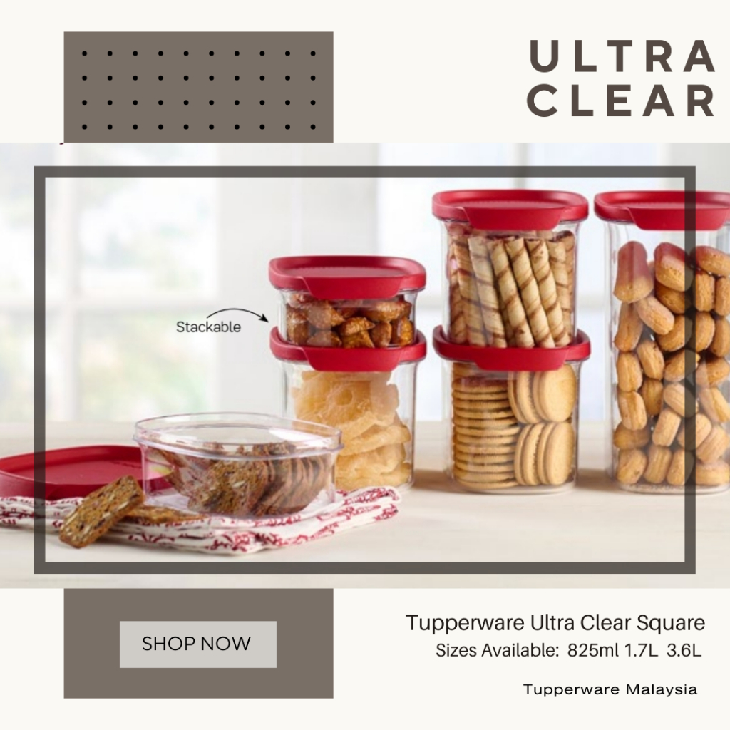 Tupperware Ultra Clear Square - 825ml (1) 1.7L (1) หรือ 3.6L (1)