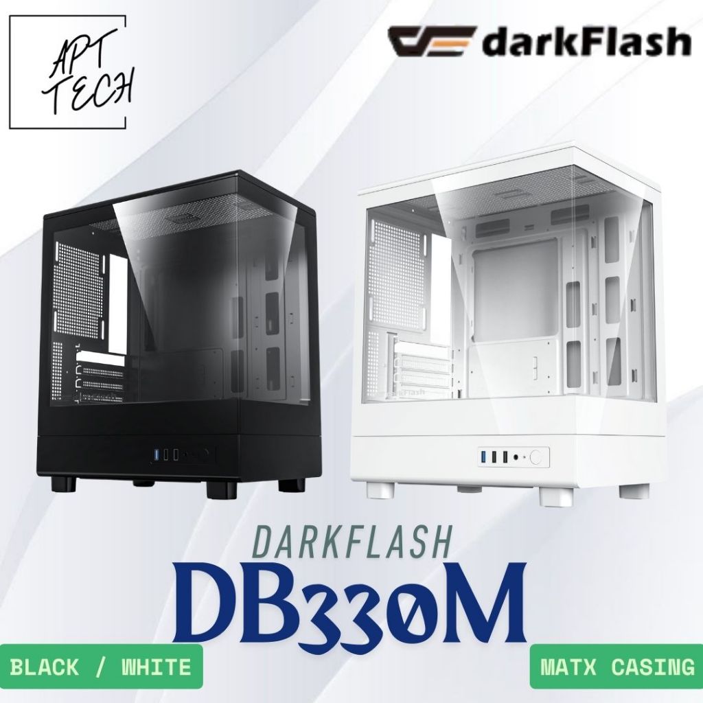 APTTECH DARKFLASH DB330M MATX PC CASE - สีดํา/ขาว